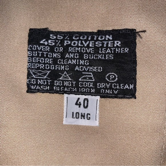 Vtg 40 L Beige Double Breasted Trench Coat Plaid Lining Made In Poland - Picture 11 of 12